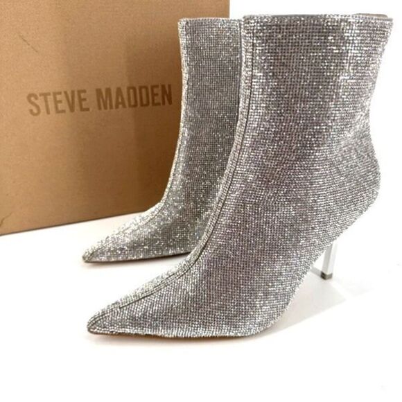 NIB Steve Madden Elysia Rhinestone Pointed toe Boot Bootie Size 9.5 Glitter Glam - Picture 1 of 16